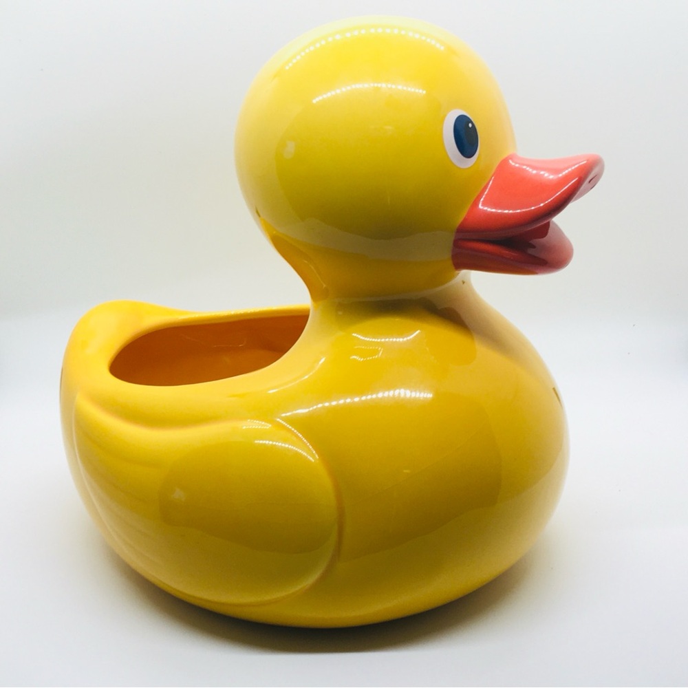 Yellow Ceramic Duck Planter